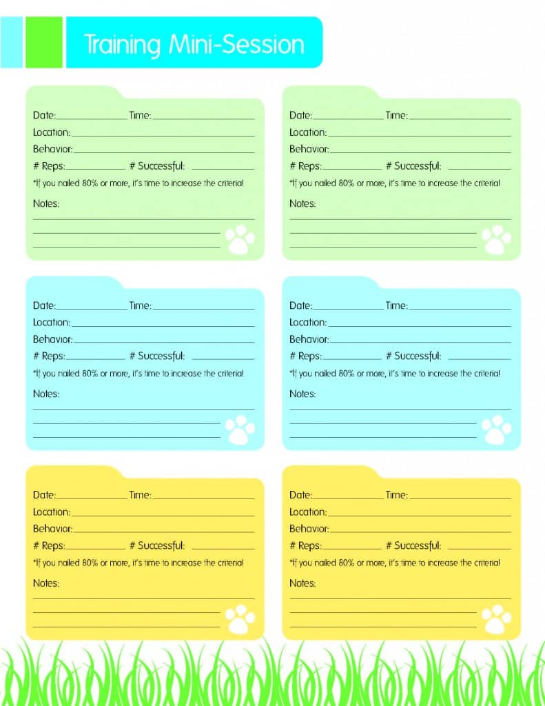 Dog Training Printable: Free Dog Training Mini-Session Tracker