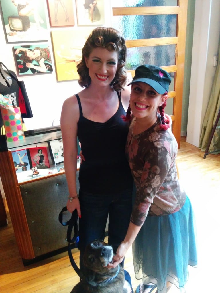 Maggie, Emmett, Little Darling at the 2015 Pinups for Pitbulls photoshoot