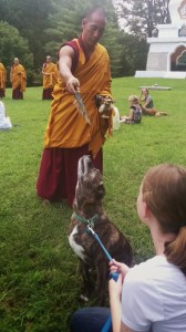 Emmett gets blessed by the Tibetan monks