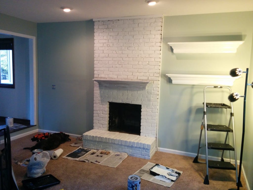 The white fireplace