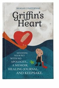 The cover of Griffin's Heart shows a drawing of a heart with a band-aid on it being handed to a drawing of a sad little girl.